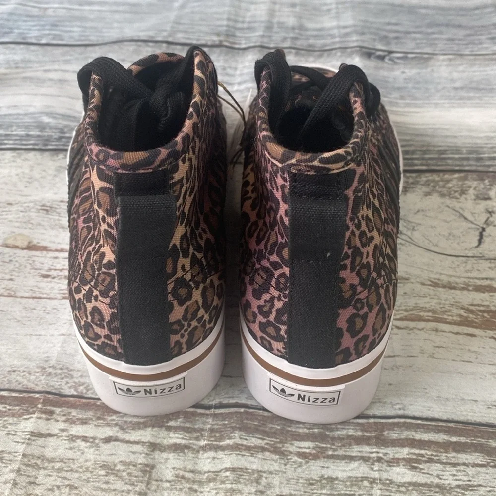 Adidas Nizza Platform Mid Leopard Print Sneakers Pink/Blk/Brwn Size 6 GY9531